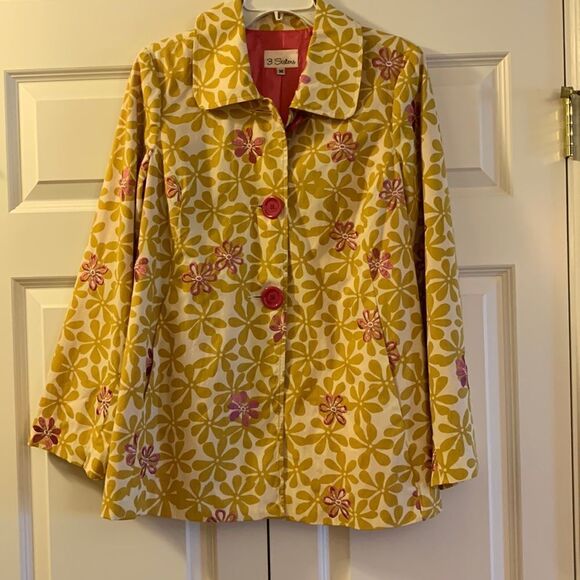 3 Sisters Size Medium gold, cream and pink light weight jacket - Picture 1 of 9